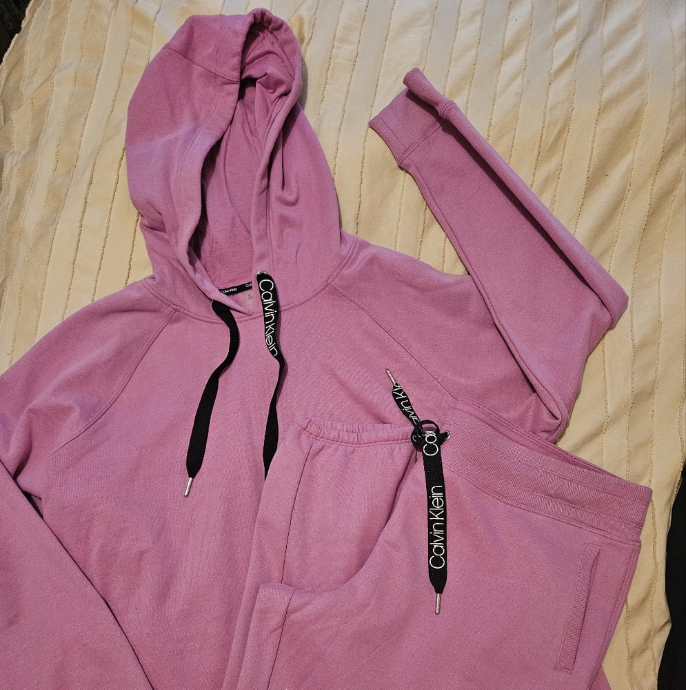 Calvin Klein Pink Hoodie and Sweatpants Set